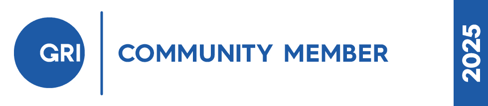 Logo indicating Munich Airport’s membership in the GRI Community for the year 2025.