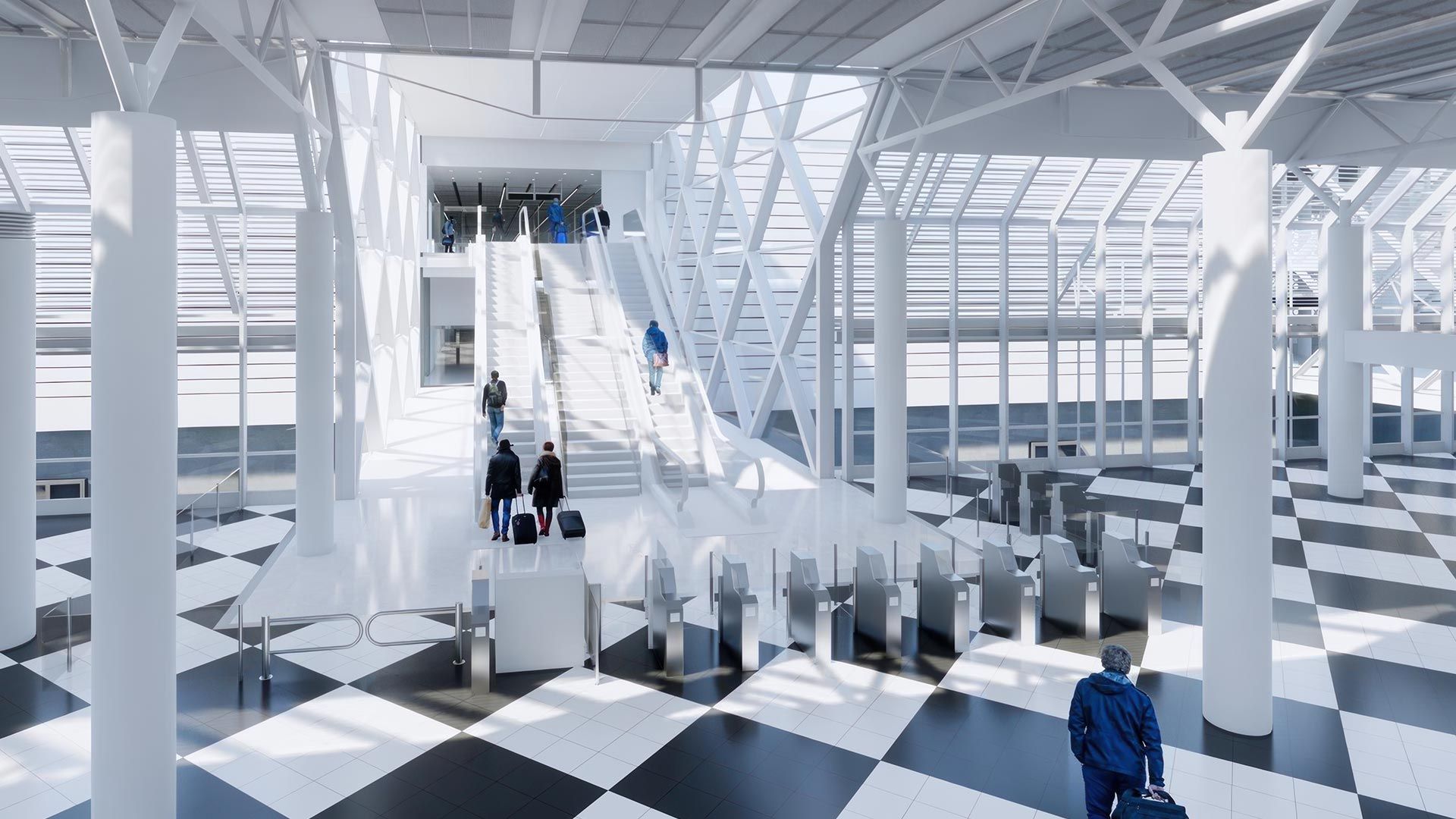 The building, which is divided into three levels, is adjacent to Terminal 1 and is directly connected to the current Modules A and B via bridges.